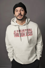 Lade das Bild in den Galerie-Viewer, All Things Are Possible Hoodie Grau
