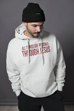 Lade das Bild in den Galerie-Viewer, All Things Are Possible Hoodie Grau
