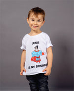 Lade das Bild in den Galerie-Viewer, Jesus Is My Superhero T-Shirt Weiss
