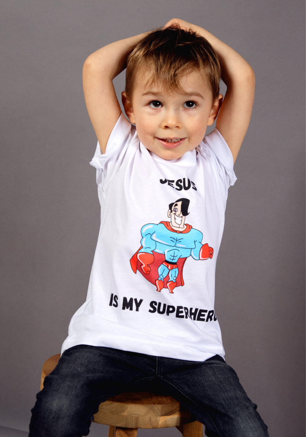 Jesus Is My Superhero T-Shirt Weiss