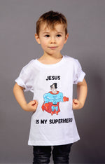 Lade das Bild in den Galerie-Viewer, Jesus Is My Superhero T-Shirt Weiss
